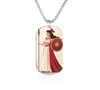 Ancient Wisdom And War Athena Memorial Necklace Titanium Steel Rectangle Tag Chain Pendant Jewelry Gift