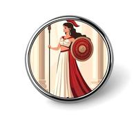 Ancient Wisdom And War Athena Round Badge Cute Pins Brooches for Hat Jacket Shirt Backpack Decor