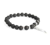 Ancient Wisdom Angel Wing/Black Agate - Gemstone Bracelet