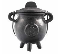 Ancient Wisdom Cast Iron Cauldron, Perfect for Witchcraft, Energy Spells, Halloween Altar, Pagan, and Wiccan Rituals (Pentagon, 6.5x13cm)