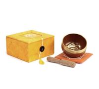 7 Chakra Singing Bowl Gift Boxed Set with Wooden Striker and Mat/Cushion Mindfulness Meditation Yoga (Navel)