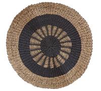 Ancient Wisdom Hand-Woven Seagrass Rug - Round Black & Tan | Eco-Friendly, Durable Home Decor