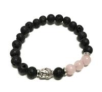 Ancient Wisdom Lava Stone Bracelet - Buddha Rose Quartz