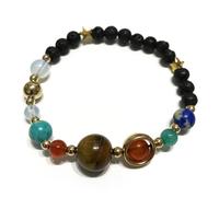 Ancient Wisdom Lava Stone Bracelet - Gold Solar System