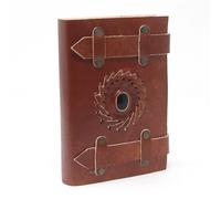 Ancient Wisdom Leather Black Onyx with Belts Notebook (6x4)