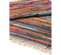 Ancient Wisdom Luxury Rag Rug - Recycled Material - 150cm x 90cm - Hand Woven - Natural