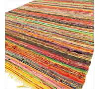 Ancient Wisdom Luxury Rag Rug - Recycled Material - 150cm x 90cm - Hand Woven - Yellow