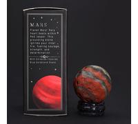 Ancient Wisdom MARS GEMSTONE PLANET Red Jasper Sphere (40mm) with Solar Goldstone Stand - Stone of Strength, Passion, and Victory - Ideal Crystal Decor or Meditation Stone