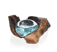 Ancient Wisdom Molten Glass on Wood- Candle Holder