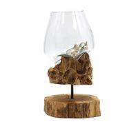 Ancient Wisdom Molten Glass on Wood with Stand - Large Bowl