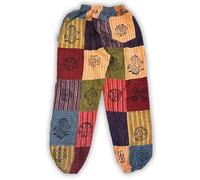 Ancient Wisdom Mushroom Patchwork Pants - FAIR Trade Boho Trousers for Women & Men - Handmade Cotton Blend Hippy Yoga Pants from Nepal (UK, Alpha, S, Regular, Regular, Orange)