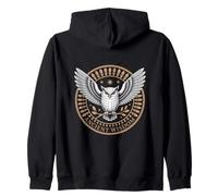 Ancient Wisdom Owl Emblem Celestial Stars Mandala Zip Hoodie