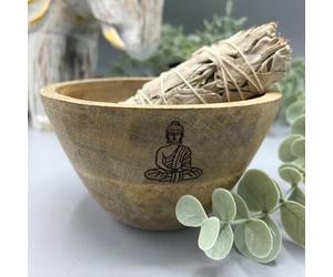Ancient Wisdom Premium Wooden Smudge and Ritual Offerings Bowl - Buddha Inspired, Versatile Altar Accessory for Meditation, Cleansing & Spirituality, 150-200mm