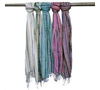 Ancient Wisdom Random Colours with Gold Thread | Luxury Handwoven 100% Cotton Shawls | Bohemian Style Scarf for Women | Versatile Fashion Accessory | 56 x 183 cm (22 x 72 in)