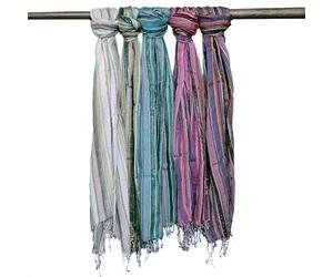 Ancient Wisdom Random Colours with Gold Thread | Luxury Handwoven 100% Cotton Shawls | Bohemian Style Scarf for Women | Versatile Fashion Accessory | 56 x 183 cm (22 x 72 in)