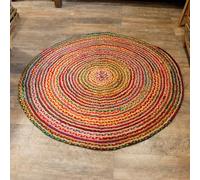 Ancient Wisdom Round Jute and Recycled Cotton Rug - 150 cm
