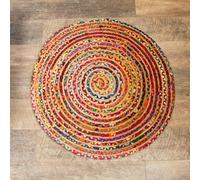 Ancient Wisdom Round Jute and Recycled Cotton Rug - 90 cm