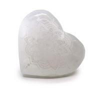 Ancient Wisdom Selenite Heart - 7-8cm - Mandala Engraved