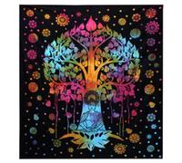 Ancient Wisdom Single Cotton Bedspread + Wall Hanging - Bodhi Tree