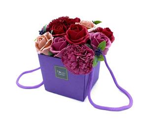 Ancient Wisdom Soap Flower Bouquet Purple Flower Garden | Decorative Handmade Soap Flowers | Floral Bath Gift Set | Luxury Bathing Treat for Women & Special Occasions