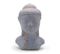 Ancient Wisdom Starters Concrete Buddha Head Statue, Blue Copper, Tranquility Design, Indoor Outdoor Decor, 18 x 12 x 11 cm, Handcrafted Indonesian Art