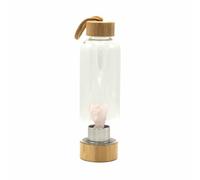 Ancient Wisdom Starters Crystal Glass Water Bottle with Rose Quartz Angel, 500 ml, Bamboo Lid