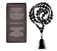 Ancient Wisdom Starters Essence of the Volcano Necklace, Spiritual Grounding Energy, Natural Lava Stone, Buddha Charm with Tassel, 42cm Length, Handmade in Bali