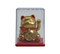 Ancient Wisdom Starters Mini Solar Powered Money Cat in Box, Gold, Resin, Maneki-neko, 7x5.5x5cm