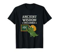 Ancient Wisdom Teacher Dino Triceratops Chalkboard Art T-Shirt