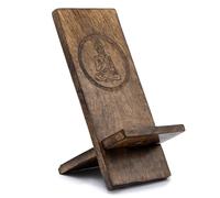 Ancient Wisdom Wooden Phone Stand with Buddha Design, Mango Wood, 20 x 9.5 cm, Set of 3