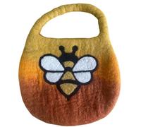 Ancient Wisdom Wool Felt Bee Bag, Single Handle with Magnet, Orange and Brown, 35 x 27 cm