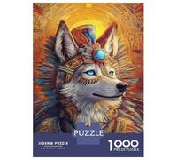 Ancient Wolf Pharaoh 1000 Piece Jigsaw Puzzle Bundle Classic Jigsaw Puzzle Thick Cardboard Teen Puzzle Fans 12-18 Logic Skill After-School Party Game Best Gift Lovers 52x38cm/1000pcs
