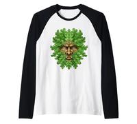 Ancient Woodland Face Pagan Nature Spirit Celtic Folk Gift Raglan Baseball Tee