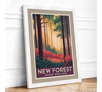Ancient Woodlands Vintage Framed Wall Art Print A4 White