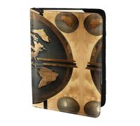 Ancient World Globe print Leather Card Case Travel Accessories Passport Holder Cover Wallet for Women Men, Black, One Size