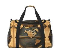 Ancient World Globe print Overnight Bags for Women and Men Shoulder Bag Carry On Bag for Traveling Travel Essentials, Black, One Size