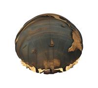 Ancient World Globe Print Shower Cap,Elastic And Reusable Bath Hair Hat For Long Hair,Large Waterproof Shower Bonnet,For Women Men Kids