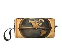 Ancient World Globe print Travel Toiletry Pouch, Pencil Bag Canvas Makeup Bag, Multi-Purpose Cosmetic Bag with Zipper, White, One Size