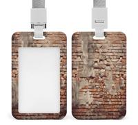 Ancient Worn Brick Wall Badge Holders Retractable ID Badge Holder with Lanyard Heavy Duty Badges Reel Card Protector Detachable ID Card Holder for Nurse Teacher Staff Officer