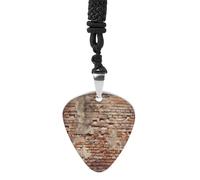 Ancient Worn Brick Wall Guitar Pick Necklace Exquisite Cool Pendant Necklaces Titanium Steel Personalized Necklaces Fashion Guitar Pick Holder Necklace Unisex Unique Gifts