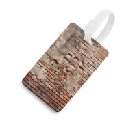 Ancient Worn Brick Wall Luggage Tag Classic Personalized Repeated Luggage Tag Cute Unique Travel Essentials Identifiers for Women Men Baggage Backpack Handbag Suitcase, White-style, One Size