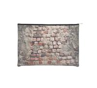 Ancient Worn Brick Wall Makeup Pouch Toiletries Bag Portable Unisex Zipper Travel Cosmetic Bags Waterproof Cosmetic Bags Paper Reusable Cosmetic Bag 16.5 Cm X 22.5 Cm