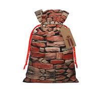Ancient Worn Brick Wall Print Christmas Drawstring Holiday Candy Bag Xmas Sacks Reusable Wrapping Bags Party Favor