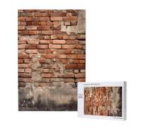 Ancient Worn Brick Wall Printed Jigsaw Puzzle with Storage Box, Wooden Puzzle for Adults and Kids, 1000 Pieces Family Fun Decorative Game