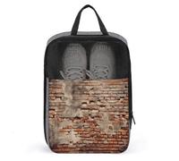 Ancient Worn Brick Wall Shoe Bags Foldable Breathable Portable Shoe Puches Organizer Stylish Expandable Packing Travel Shoes Bags for Sneakers Gym Luggage Closet