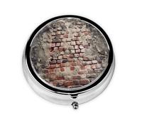 Ancient Worn Brick Wall This Small, Round, Three-Compartment Travel Pill Box is Perfect for Storing Daily medications, Vitamins, and on-The-go.
