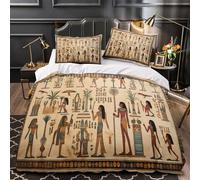 AncientEgyptianArt Duvet Cover 3D Print Premium 3 Pcs Bed Linen Hidden Zipper HieroglyphicStyle Comforter Cover Luxurious Durable for Kids Adults Women Teens Youth Girls Boys Double（200x200cm）