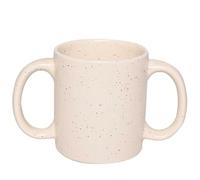 ANCIENTIMPEX Dual Handle Mug - 11.83 oz Double Grip Cup for Tremors, Microwave Safe, Ivory Matte Finish