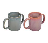 ANCIENTIMPEX Dual Handle Mugs Set of 2 - 11.83 oz Double Grip Cups - Premium Gradient Design for Secure Hold