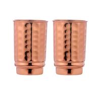 ANCIENTIMPEX Hammered Pure Copper Tumblers Set of 2, for Ayurveda Health Benefits Unlined, UNCOATED and Lacquer Free - 350 Ml Capacity